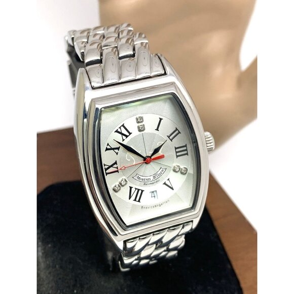 Montres Allison Men's Watch Swiss Automatic Diamond Silver Dial Limited Edition - Picture 11 of 12